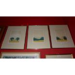 A glazed and framed set of three limited edition prints by E. J. Wilson 'Hedgerows I II and III'