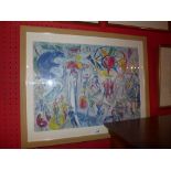 A glazed and framed Marc Chagall print 'The Wedding' printed by Maeght