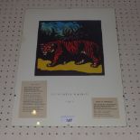 A framed Christopher Wormell print of a tiger