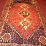 An extremely fine South West Persian Qashgai carpet, 305cm x 190cm, bearing triple pole medallion on