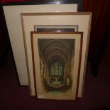 A set of four glazed and framed Edward  Sharland  etching cathedral interior scenes