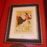 A glazed and framed Toulouse Lautrec print after a lithograph printed by Mourlot