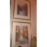 A pair of watercolour Venetian backstreet scenes signed Sandford glazed and framed