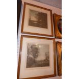 A pair of Corot prints landscape studies at dusk glazed framed and stamped