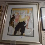 A Toulouse Lautrec lithograph 'Le Clownesse Au Moulin Rouge' numbered in pencil and stamped bottom