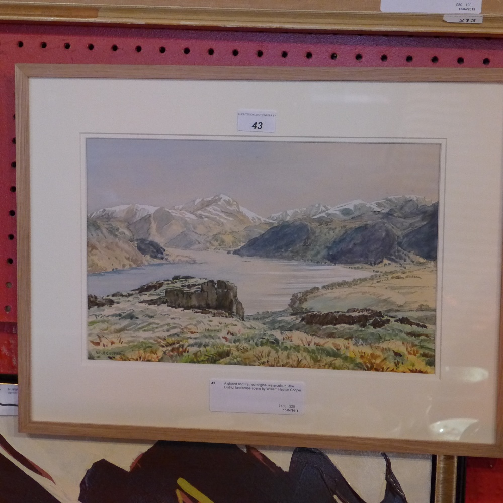 A glazed and framed original watercolour Lake District landscape scene by William Heaton Cooper