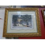 A limited edition print entitled winter pines by Gordon Lindsay