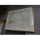 A Vivian Pitchforth watercolour coastal study with figures signed