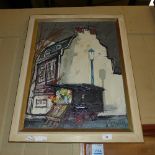 A De Chahard oil on canvas, Glebe Place Chelsea depicting florist stand dated 1963