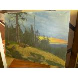 An oil on canvas highland scene with stag signed Thomas 1920