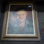 An oil on canvas of an Italian smoker framed