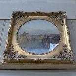 A porcelain plaque Venetian scene in gilded frame