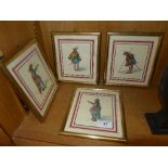 A set of four watercolours theatrical figures indistinctly signed