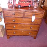 A C19th mahogany chest fitted two short above three long drawers on bracket feet