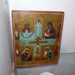 A C19th Russian icon, Vetka School, quadrantile of Madonna and Christ
