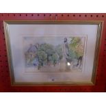 A glazed and framed Parisian watercolour view of 'Jardin Du Luxembourg' signed bottom right