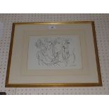A Marc Chagall lithograph of three figures glazed and framed