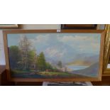 An oil on canvas Alpine scene by Guiseppe Bonacina signed in an oak frame