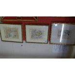 A set of three mixed media Setiral studies by Hauser, signed and inscribed M French (3)