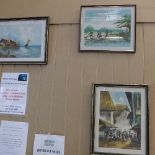 A set of four Eastern watercolours comprising: Shore Scene, Boys Fishing and Figures along a