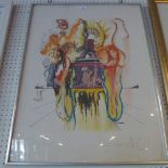 A glazed and framed Salvador Dali print numbered and signed in pencil, but without provenance