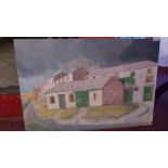 An unframed watercolour of farm buildings by Rosemary Clark-Smith signed