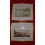 A pair of glazed and framed limited edition Michael Chaplin etching and aquatint coastal scenes