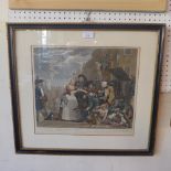 A hand tinted William Hogarth engraving 'Vanity of Youthfull blood' published in 1735