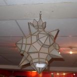 An early C20th star form hanging light shade with opaque glass panels (AF)