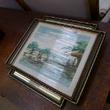 A set of four Eastern watercolours comprising: Shore Scene, Boys Fishing and Figures along a