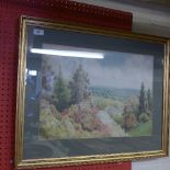 A pair of watercolours of gardens signed Herbert George
