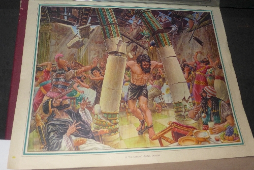 A portfolio containing over 60 1960's full colour school posters of biblical scenes