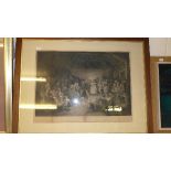 A large Victorian print of Halloween Eve in oak frame