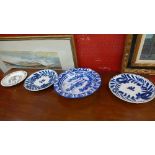 A collection of Continental pottery including Delft and Lufelo charger