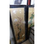 A pair of onyx Chinese panels representing the Tree of Life