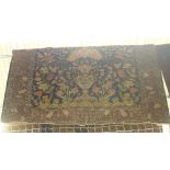 A hand woven pure silk Indo-Persian rug with Mihrabs design enclosed by palmette border with