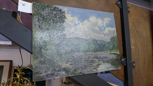 An oil on canvas river scene signed Humphreys