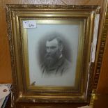 A portrait of a Victorian gentleman on porcelain, framed and glazed
