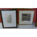 A collection of four pictures including maritime prints and watercolours