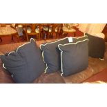 A set of five cushions upholstered in bl