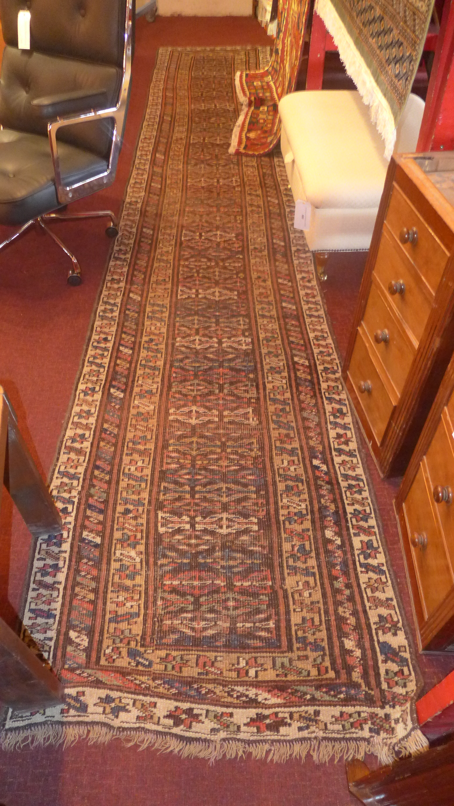 A hand knotted Persian Heriz runner the