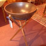 A  large treen food bowl on stand