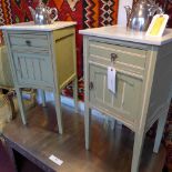 A pair of  French green painted marble t