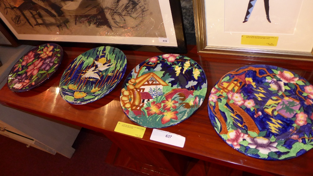 A set of four Maling hand painted plates