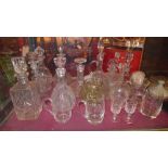 A collection of various glass ware including decanters