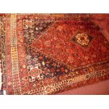 An extremely fine South West Persian Qashgai carpet, 280cm x 170cm, central pole medallion on a