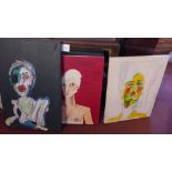 Three unframed oil on canvas portraits,