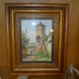 A watercolour of a tower in Rothenburg signed and dated 1901 by William Wiehe Collins