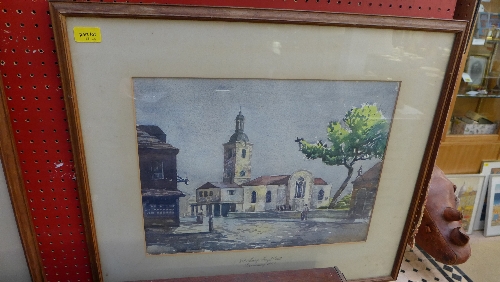 A set of three watercolours of Old Bermondsey within oak frames, - Image 2 of 3