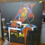 An oil on canvas abstract study of a piano